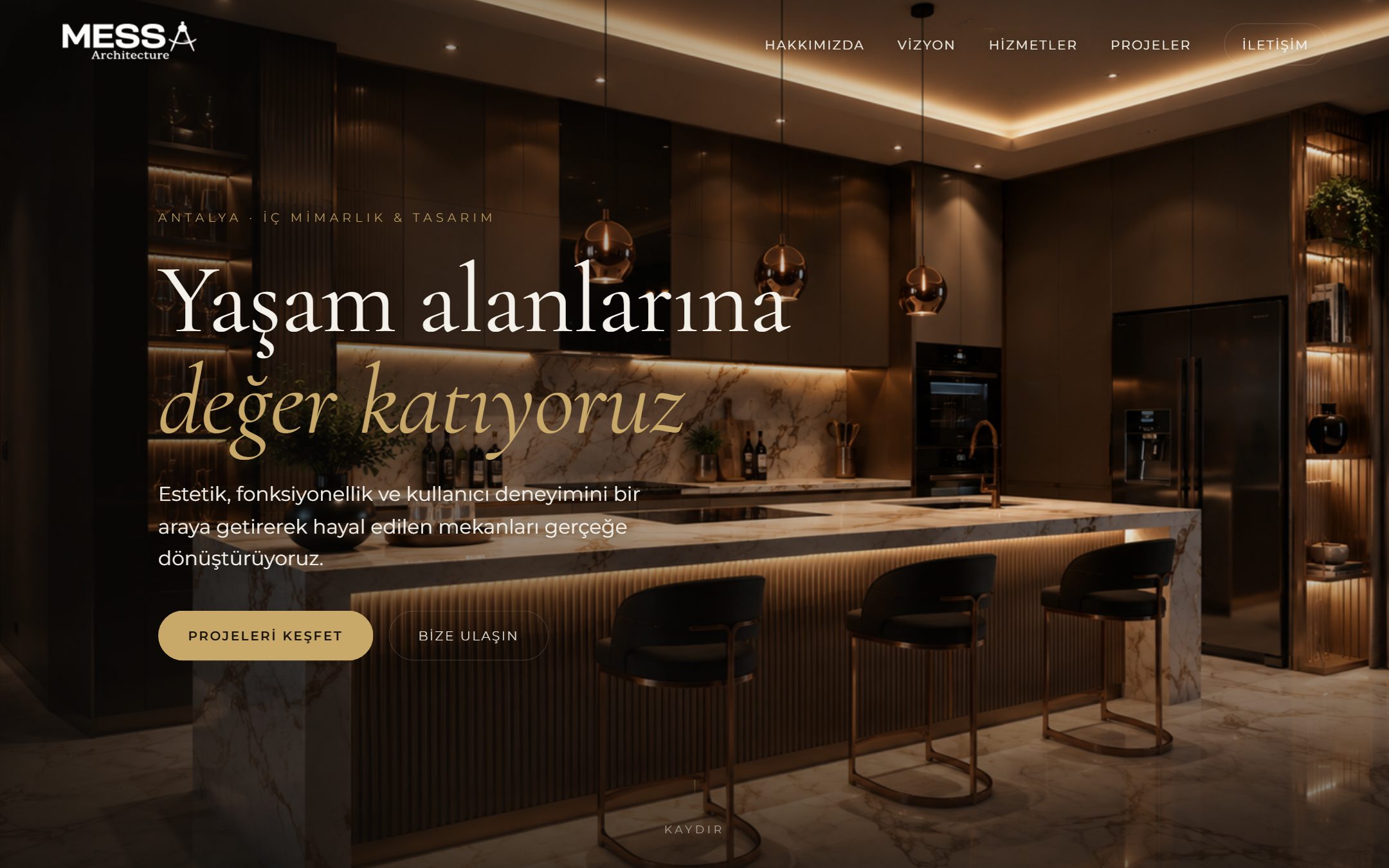Messa Architecture web sitesi ekran görüntüsü